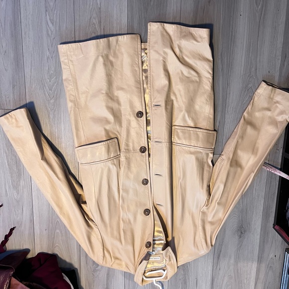 Beige leather trench coat style banana republic unworn new with tags - Picture 1 of 3